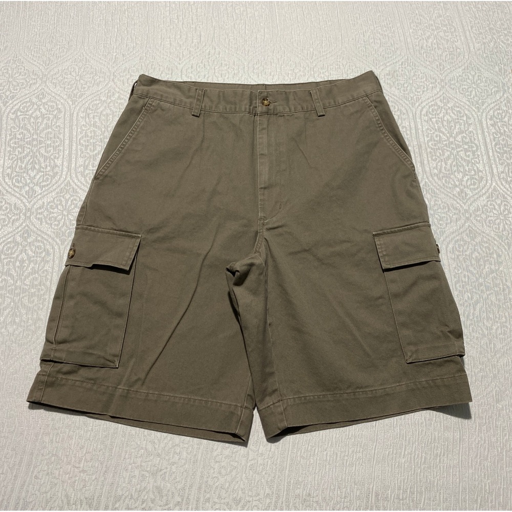 Jos A Bank Mens 36 W Cargo Shorts Olive Gray 100% Cotton Utility Hiking Casual